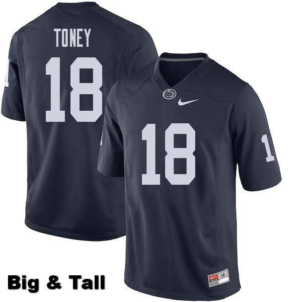 NCAA Nike Men's Penn State Nittany Lions Shaka Toney #18 College Football Authentic Big & Tall Navy Stitched Jersey AVP0798XB